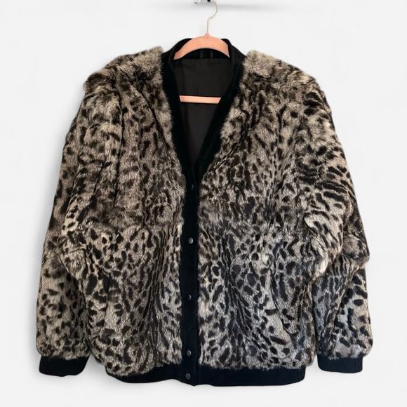 Vintage Mob Wives Boho Animal Print Oversized Authentic Fur Coat With Suede Trim - Picture 2 of 8